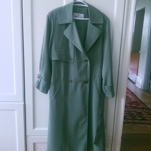 Green Gingham Trench Coat - Picture 3 of 11